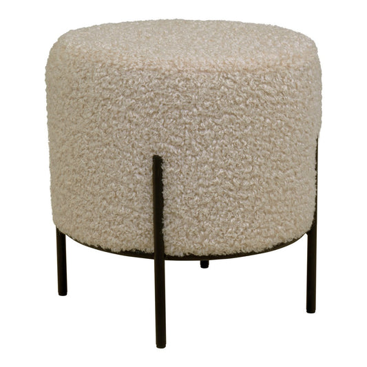 Pouf Alford - Gris-Marron, Peau d'Agneau Artificielle, 35,5x37cm