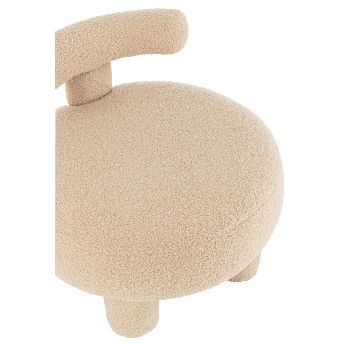 J-Line Tabouret Rond Avec Dossier Bouclé Beige Chaud