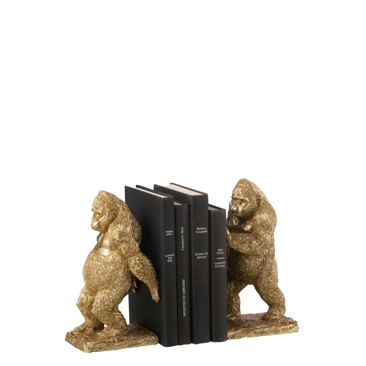 J-Line Lot de 2 serre-livres Gorilla Resin Doré