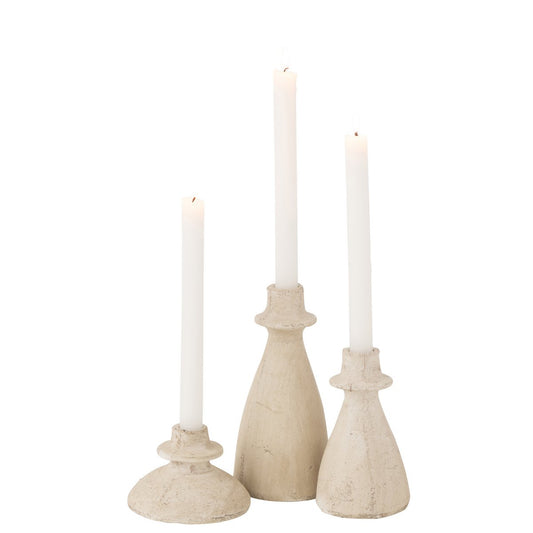 J-Line Set de 3 Bougeoirs Agora Terra Beige