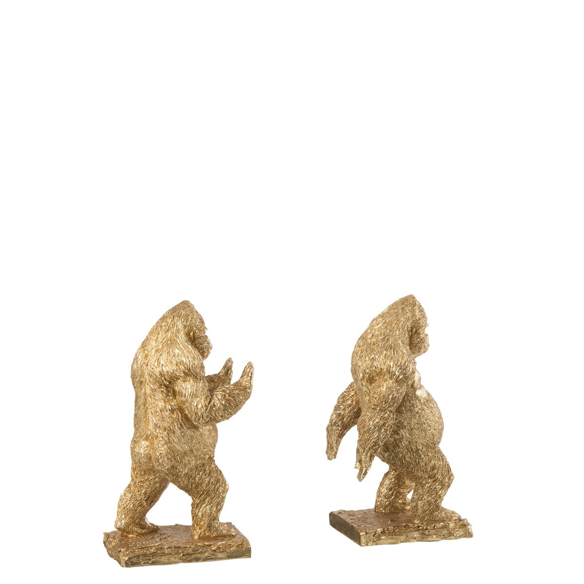 J-Line Lot de 2 serre-livres Gorilla Resin Doré