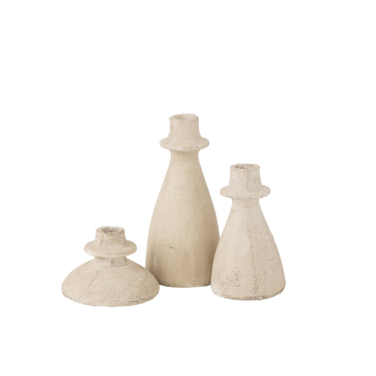 J-Line Set de 3 Bougeoirs Agora Terra Beige