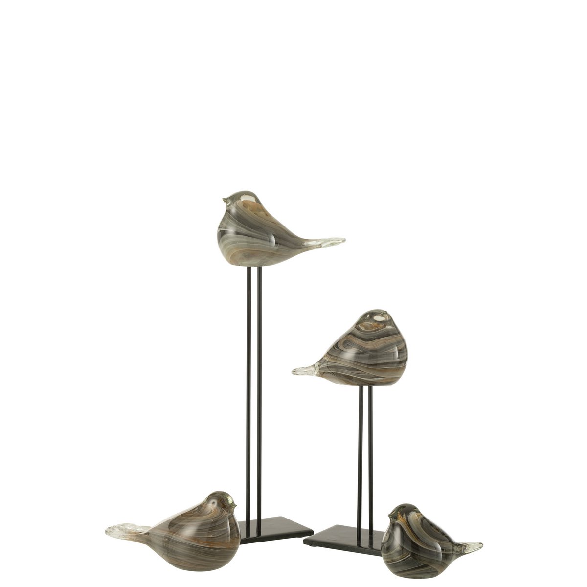 J-Line Oiseau sur Pied Verre Ambre/Marron Large