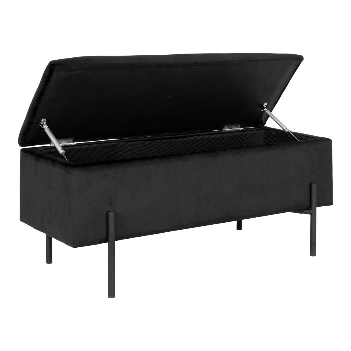 Banc Watford - Velours noir, 36,5x95x46 cm