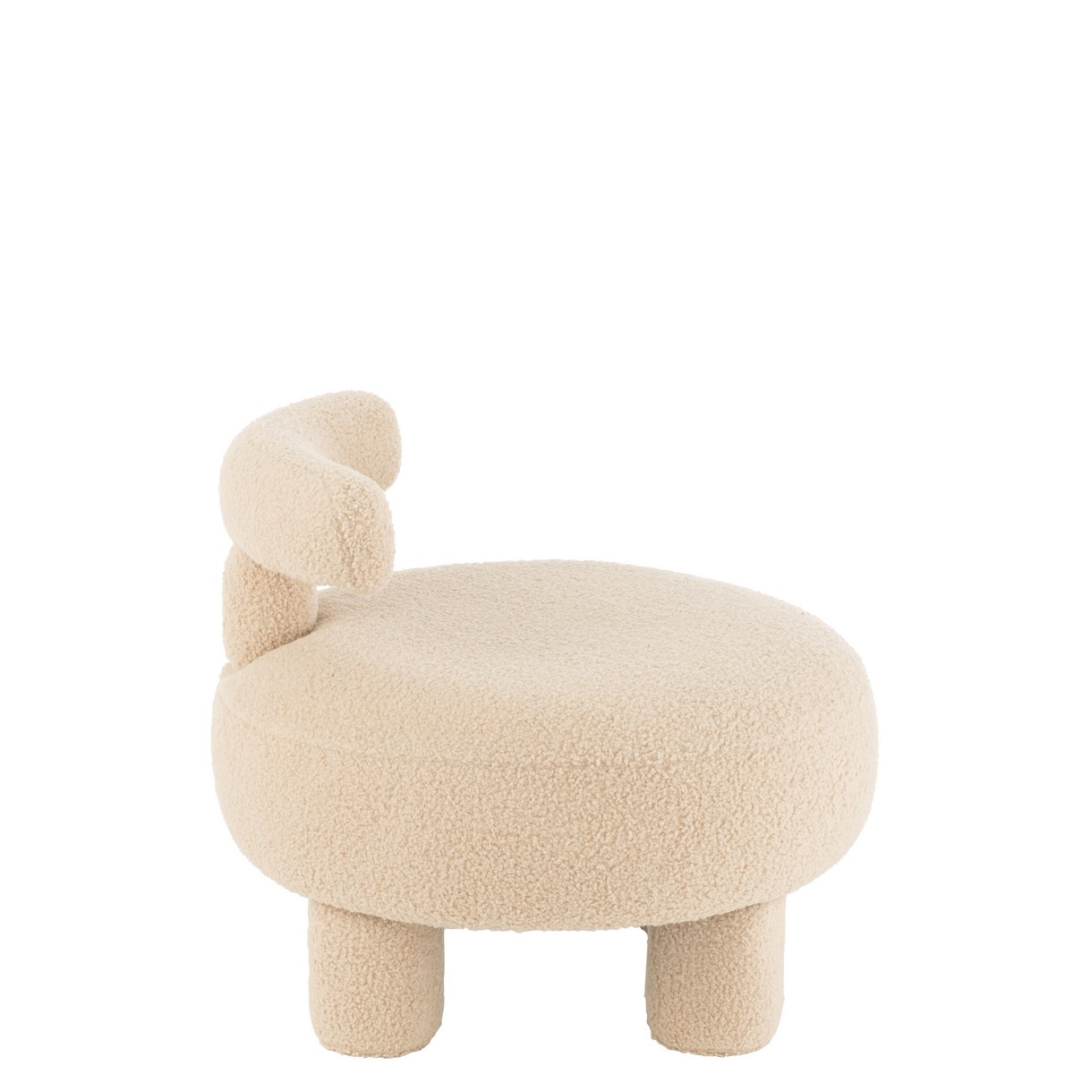 J-Line Tabouret Rond Avec Dossier Bouclé Beige Chaud