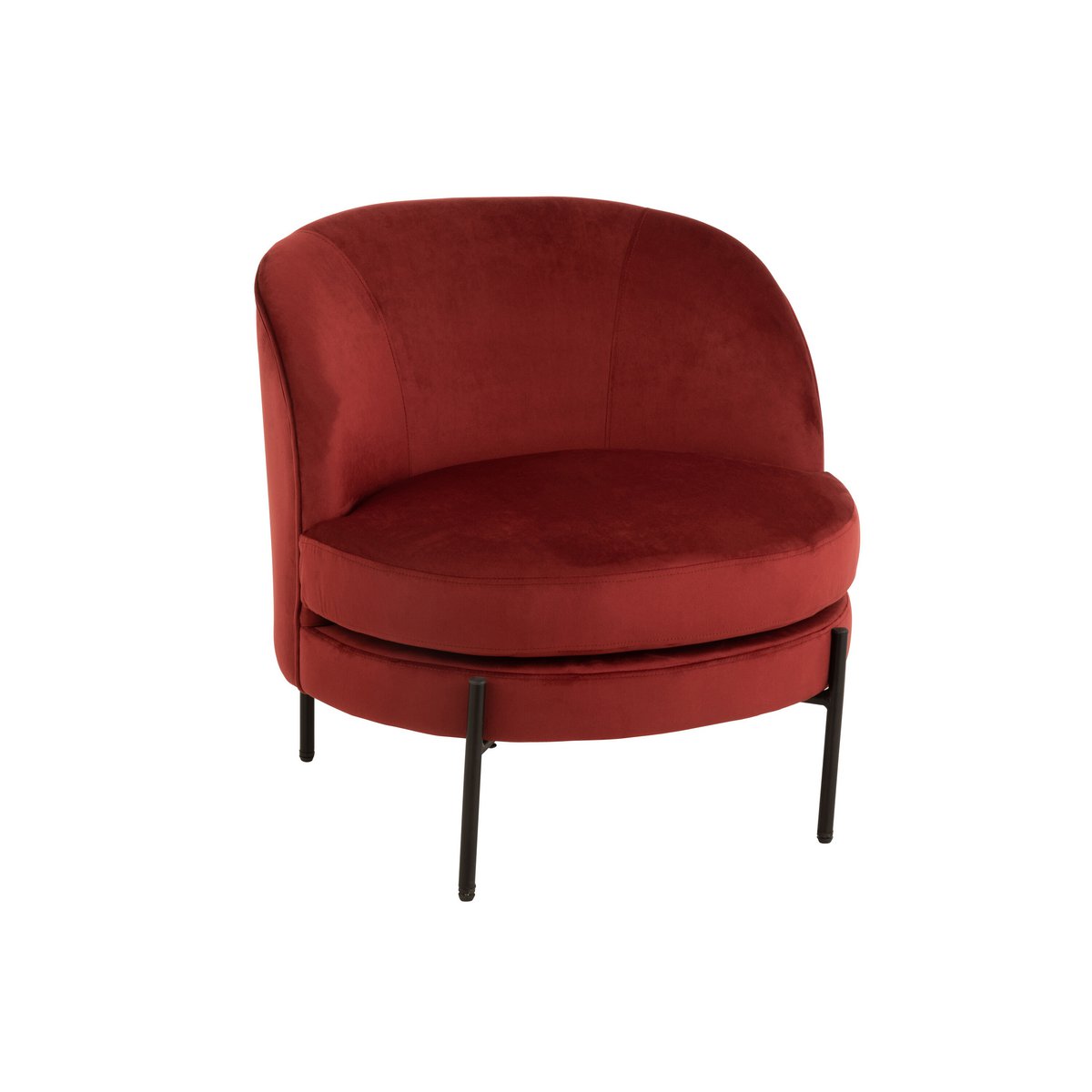 J-Line Lounge Chair Ronde Textile/Métal Pierre Rouge