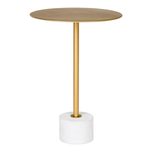 Table d'appoint Lecco - Table d'appoint en laiton et marbre Ø41x58 cm