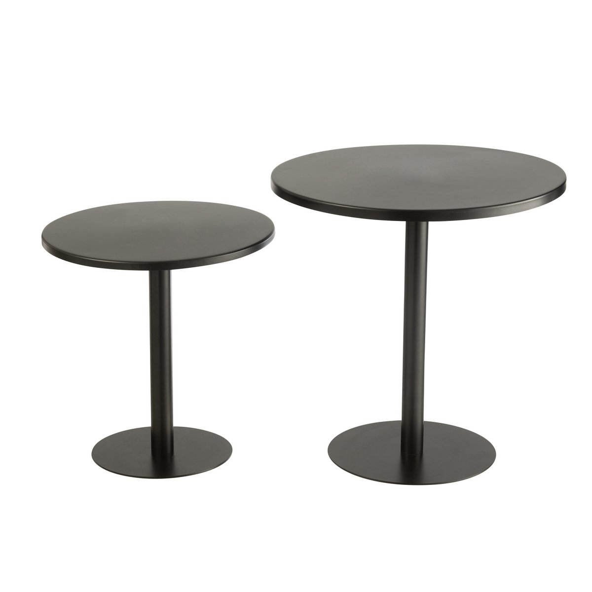 J-Line Lot de 2 Tables d'Appoint Rondes Métal Noir