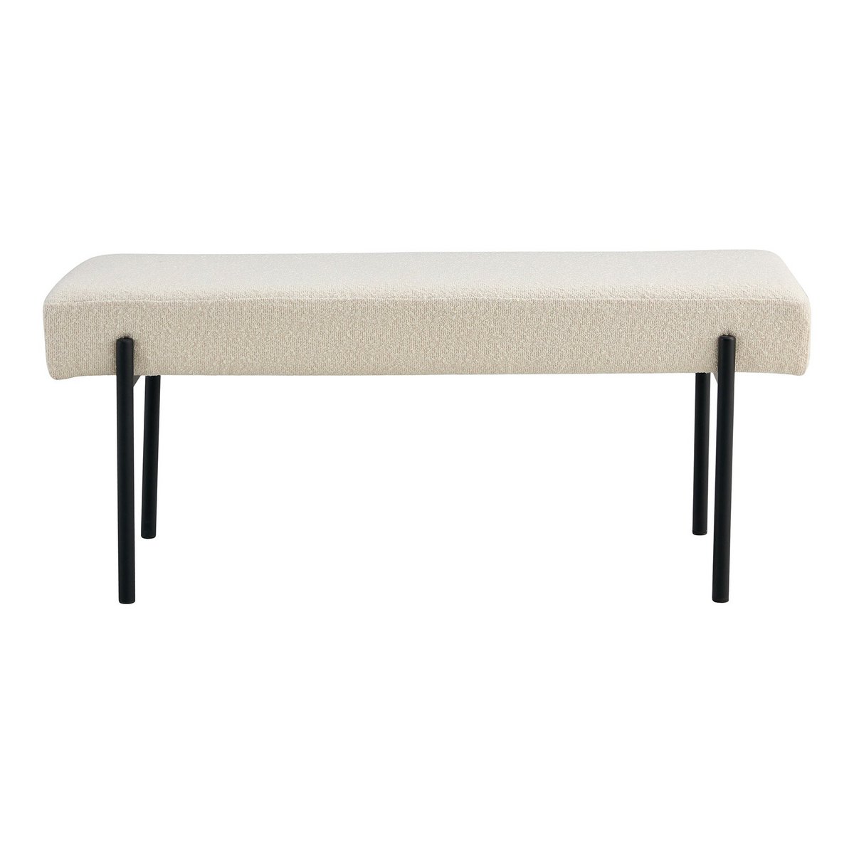 Banc Swindon - Banc en bouclé, blanc avec pieds noirs, 100x36x42,5 cm, HN1232