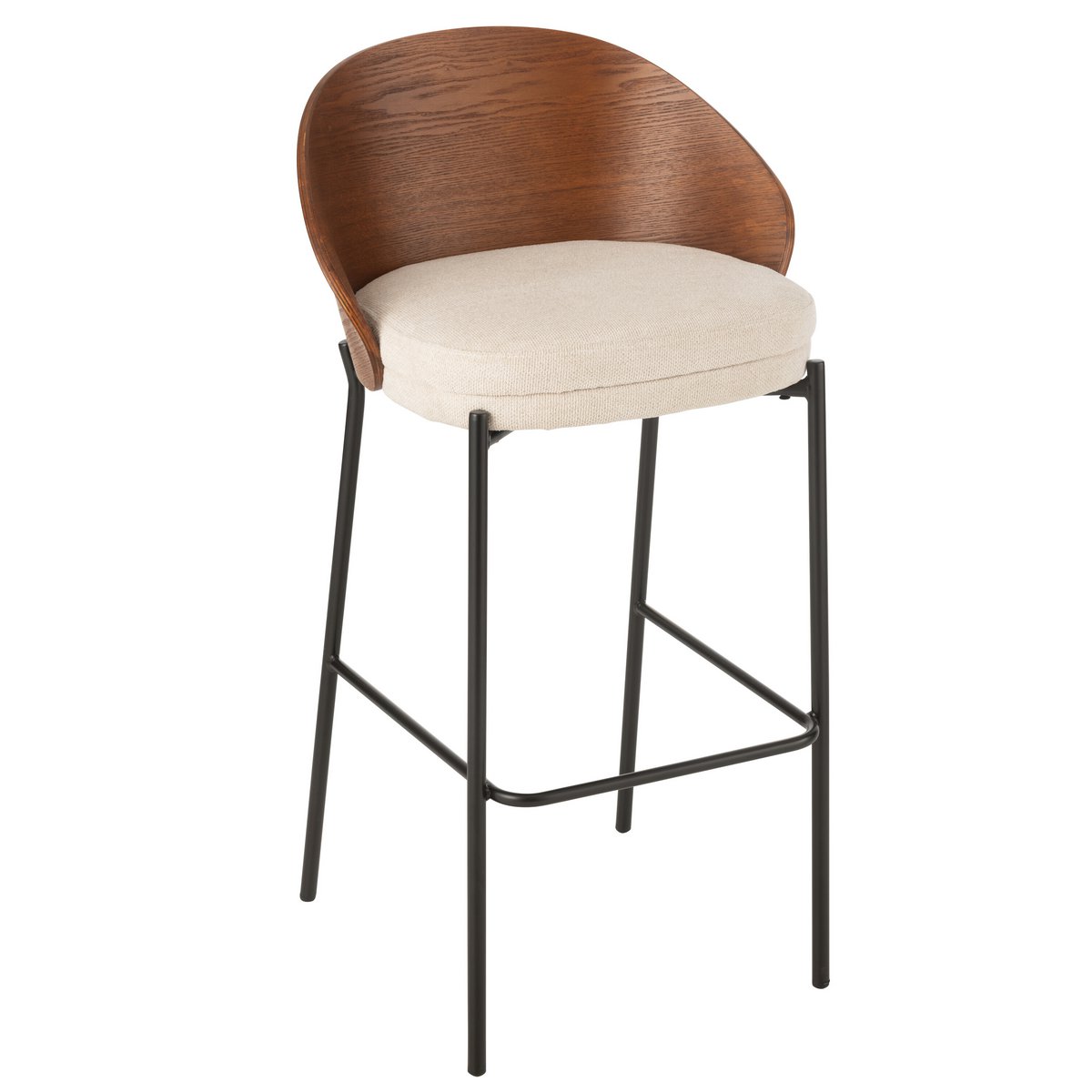 J-Line Tabouret de bar Lone Contreplaqué/Métal Marron/Beige