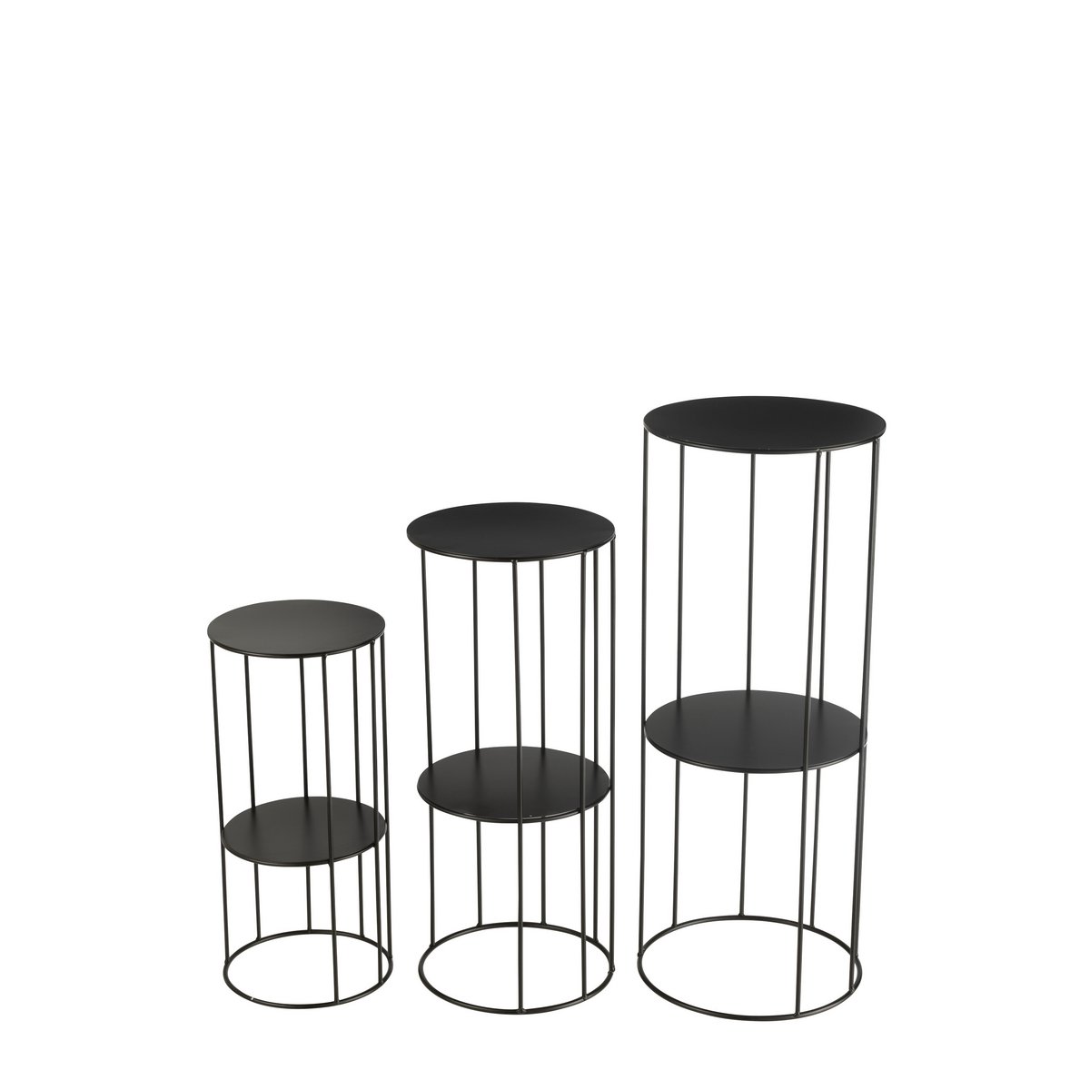 J-Line Lot de 3 Jardinières Métal Noir