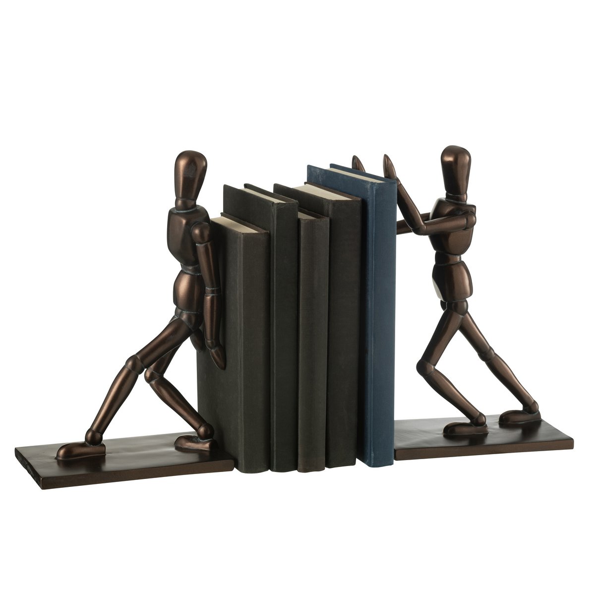 J-Line Lot de 2 Serre-livres Modèle Homme Résine Marron