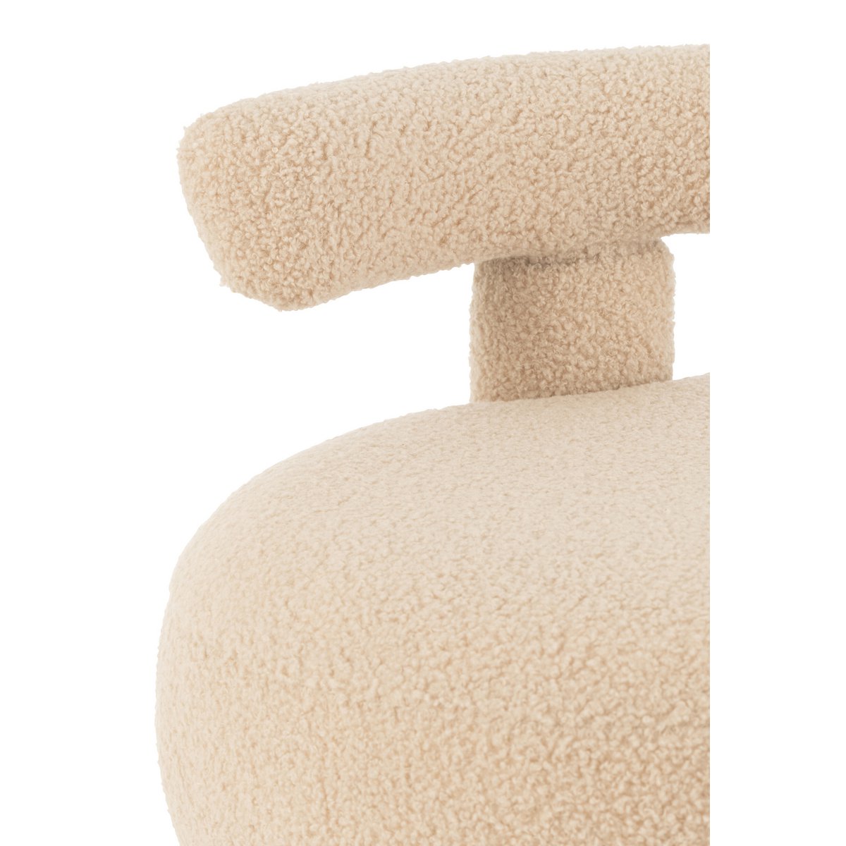 J-Line Tabouret Rond Avec Dossier Bouclé Beige Chaud