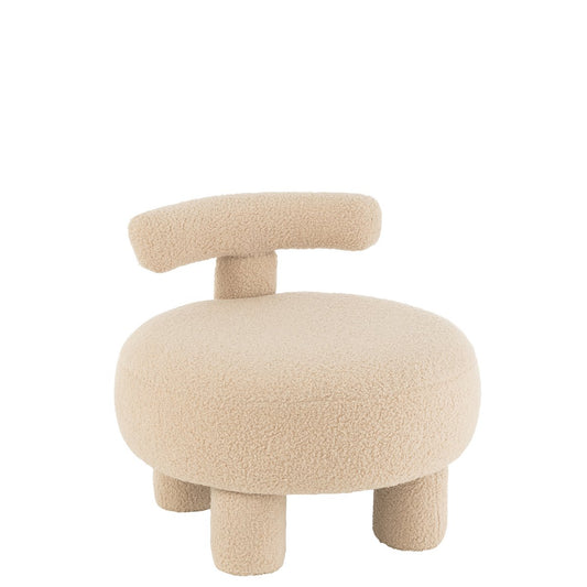 J-Line Tabouret Rond Avec Dossier Bouclé Beige Chaud