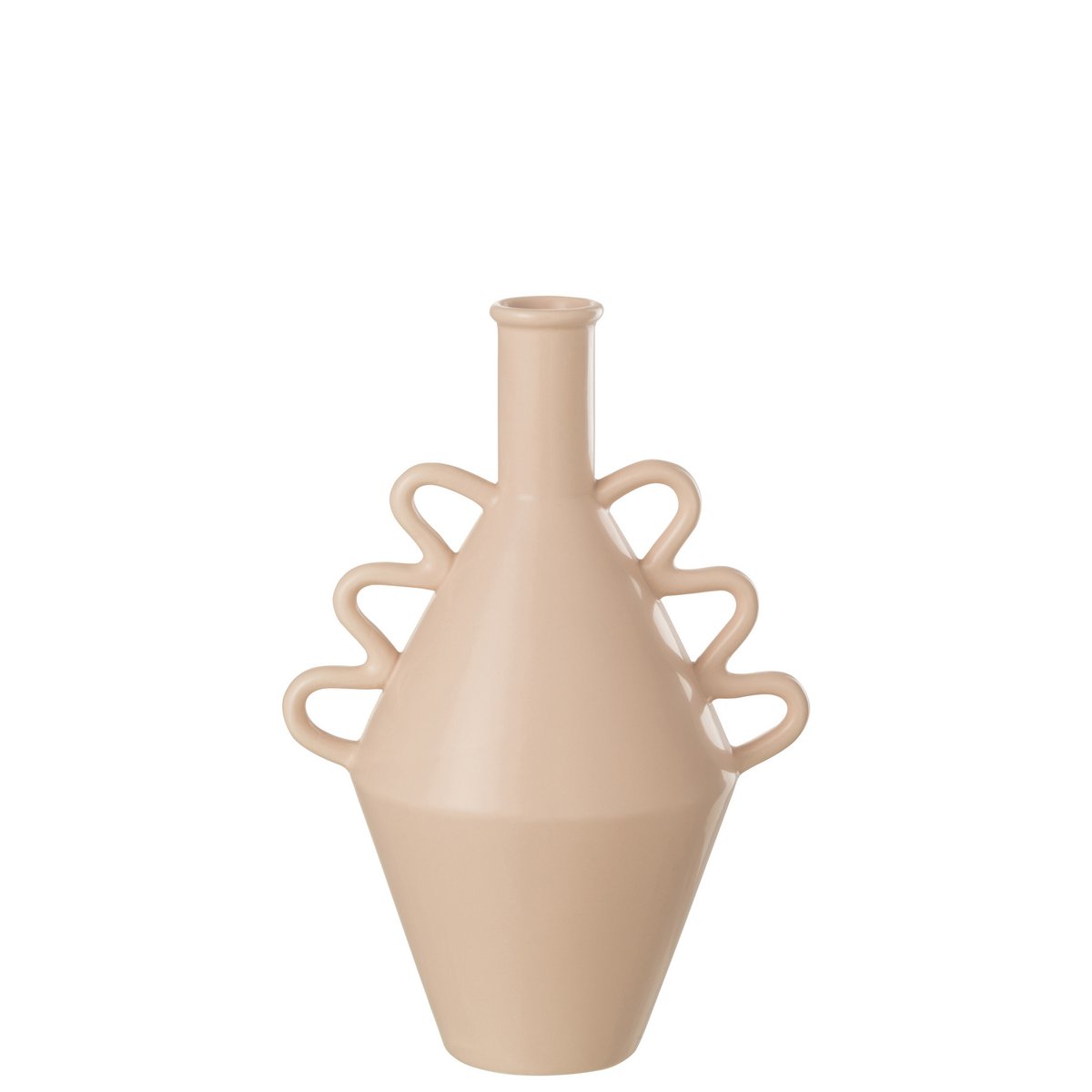 Vase J-Line Wavy Handle Dolomite - céramique - rose - grand