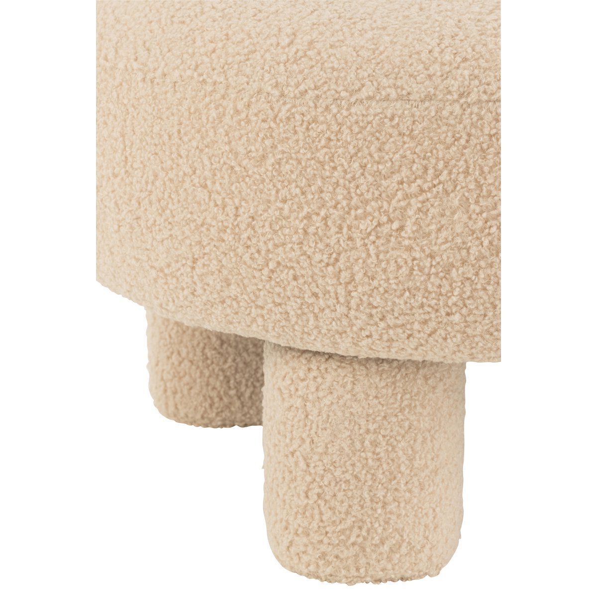 J-Line Tabouret Rond Avec Dossier Bouclé Beige Chaud