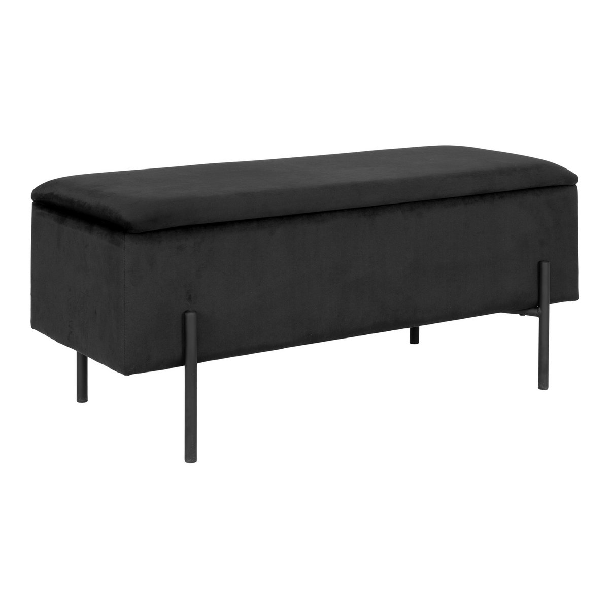 Banc Watford - Velours noir, 36,5x95x46 cm