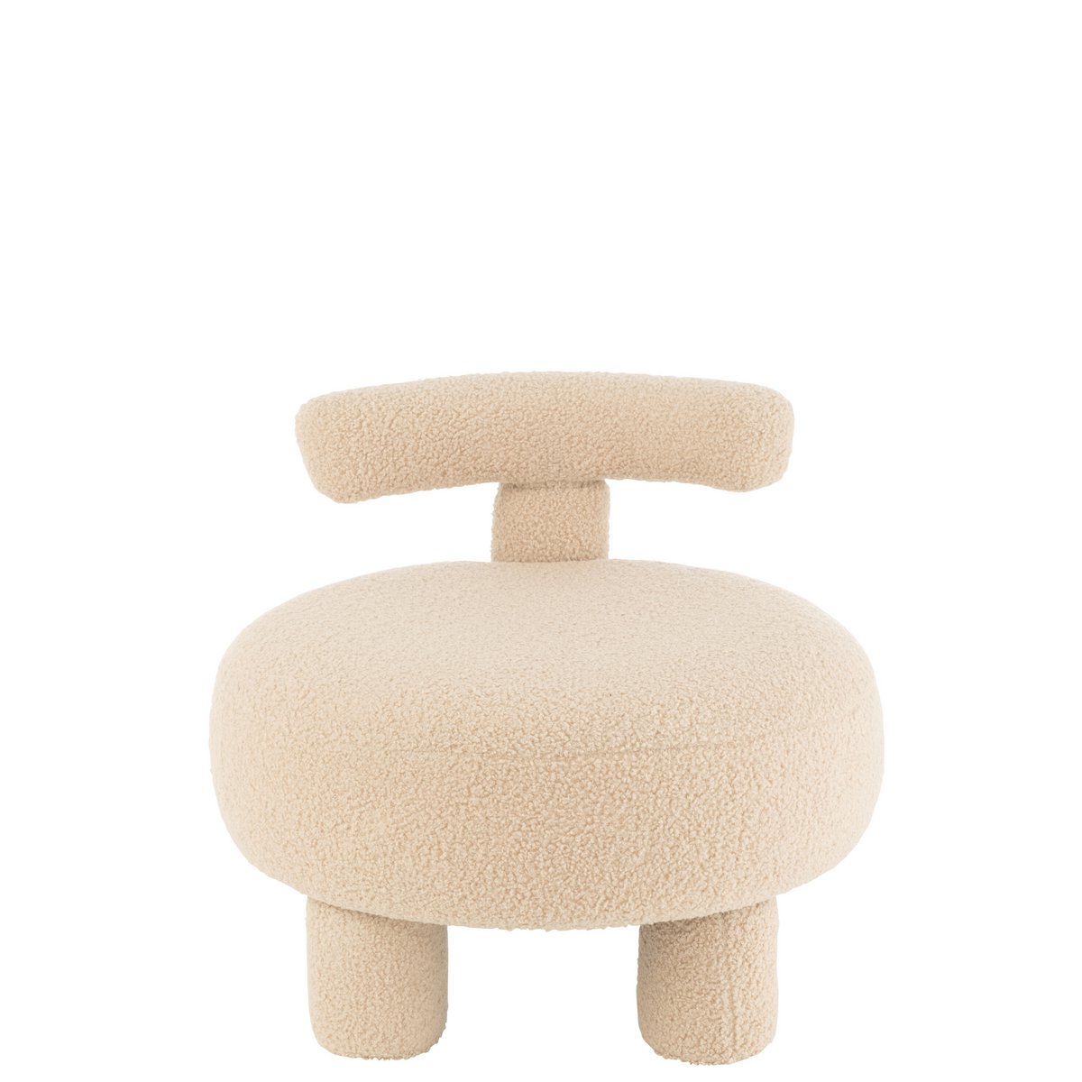 J-Line Tabouret Rond Avec Dossier Bouclé Beige Chaud