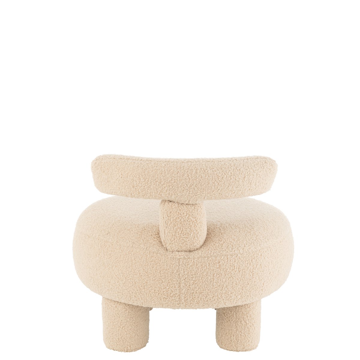 J-Line Tabouret Rond Avec Dossier Bouclé Beige Chaud