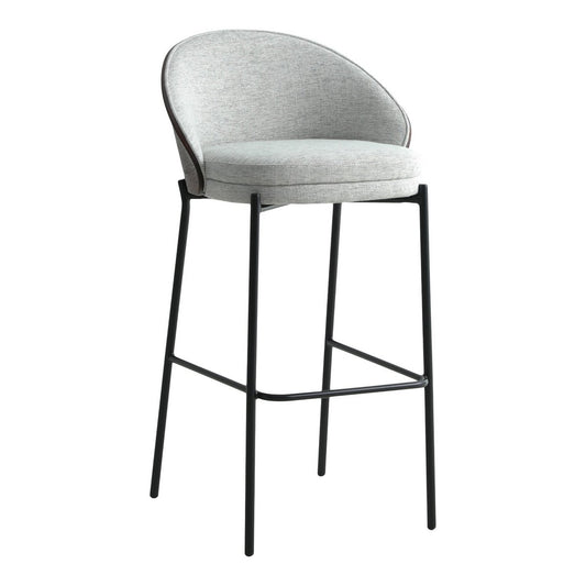 Canelas Bar Chair - Chaise de bar, gris clair avec dossier marron foncé et pieds noirs - Lot de 2