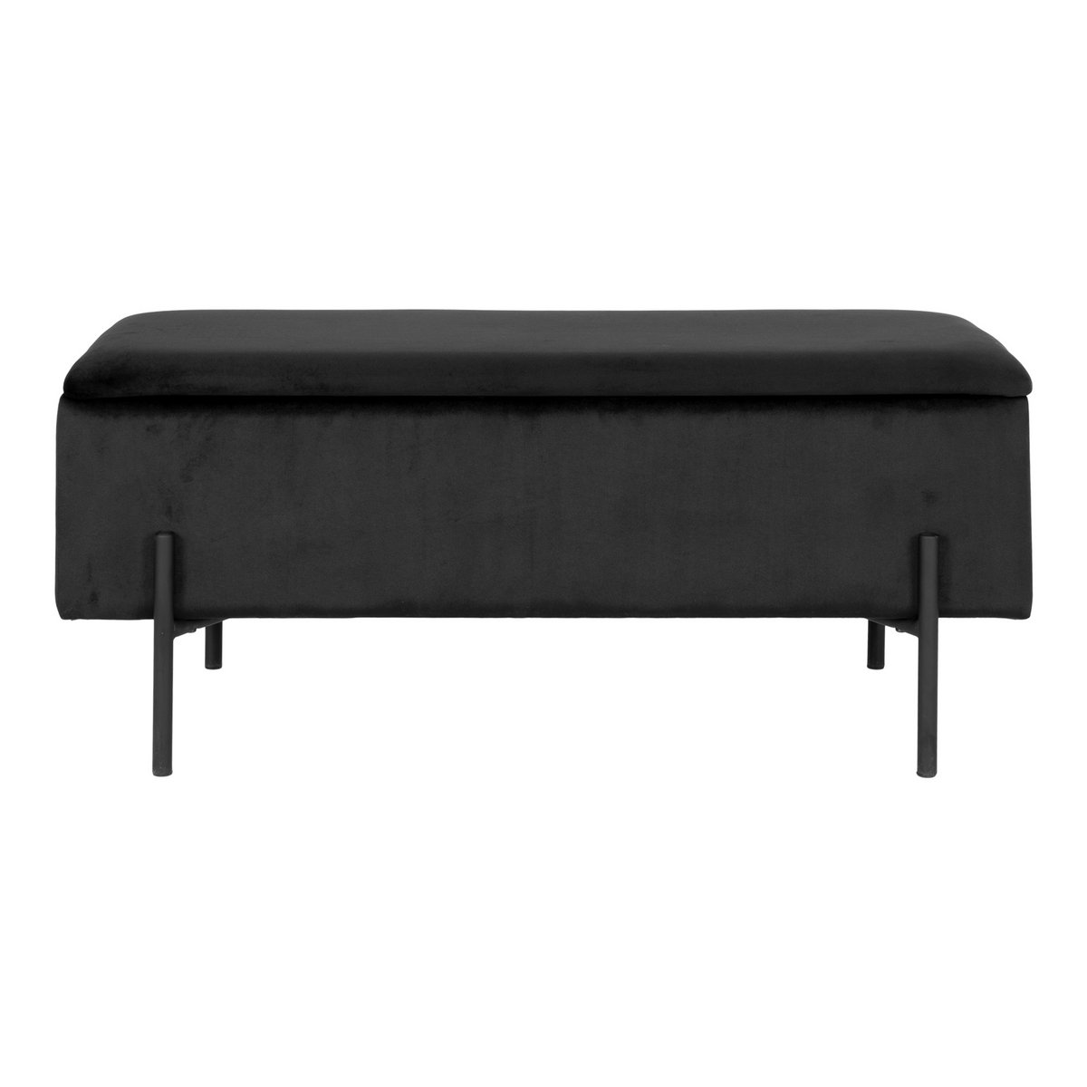 Banc Watford - Velours noir, 36,5x95x46 cm